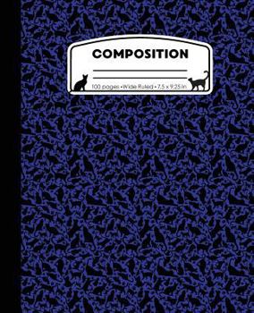 Paperback Composition: Cat Pattern Blue Marble Composition Notebook Wide Ruled 7.5 x 9.25 in, 100 pages (50 sheets) book for kids, school, st Book