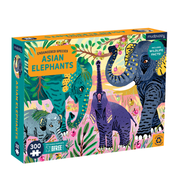 Misc. Asian Elephants Endangered Species 300 Piece Puzzle Book