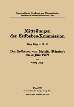 Paperback Das Erdbeben Von Metnitz (Karnten) Am 2. Juni 1969 [German] Book