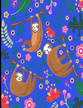 Paperback Amber: Dark Blue Sloth Notebook, 366 Pages College Ruled Sloth Notebook, Cute Sloth Cover Note Pad Book