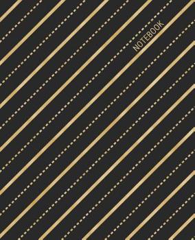 Paperback Notebook: Gold on Black Diagonal Pattern Cover with College Ruled Pages Book
