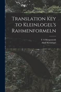 Paperback Translation Key to Kleinlogel's Rahmenformeln Book
