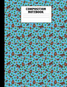 Paperback Composition Notebook: Bears Blue Wide Ruled Book