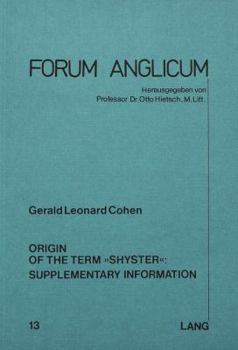 Paperback Origin of the Term «Shyster» Supplementary Information Book