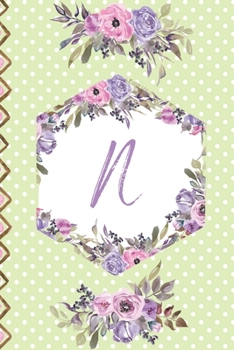 Paperback N: Lined Journal Monogram Letter N Purple and Pink Flowers Floral Interior Book