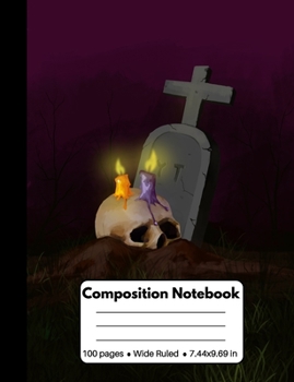 Paperback Composition Notebook: Halloween Gifts: Skull with Yellow and Purple Candles, Composition Book for Back To School Home Work (for Kids Teacher Book