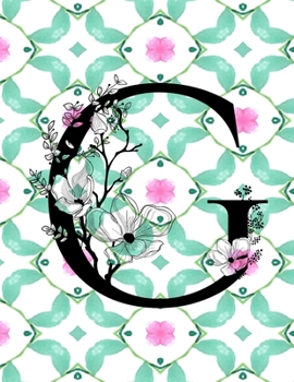 Cornell Notes Notebook: Floral Monogram G - Large 8.5"x11" - 140 Pg - Cornell Note Taking System for Students - College-Ruled - Softbound - Glossy Cover