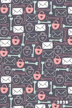 2028: Private Secret Lock Key Envelope Pattern Weekly Calendar Planner Organizer