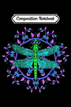 Composition Notebook: Dragonfly on leaf mandala Meditation wear  Journal/Notebook Blank Lined Ruled 6x9 100 Pages