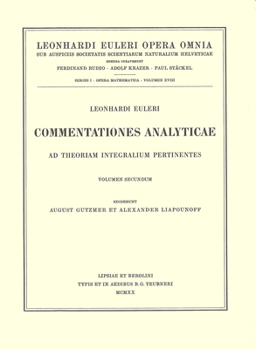 Hardcover Commentationes Analyticae AD Theoriam Integralium Ellipticorum Pertinentes 2nd Part [Latin] Book