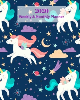 Paperback 2020 Weekly and Monthly Planner: Space Unicorn Saturn Stars Moon Monthly Calendar with U.S./UK/ Canadian/Christian/Jewish/Muslim Holidays- Calendar in Book