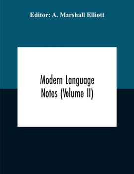 Paperback Modern Language Notes (Volume Ii) Book