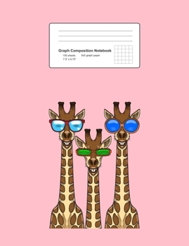 Paperback Graph Composition Notebook: Math, Physics, Science Exercise Book - Smiling Giraffes Wearing Sunglasses Funny Animal Selfie Gift - Pink 5x5 Graph P Book
