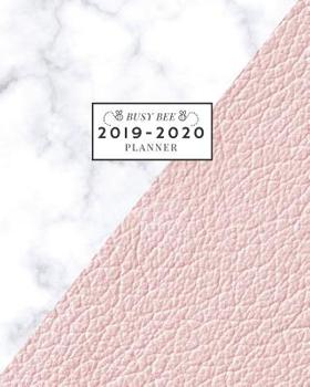 Paperback 2019-2020: Weekly and Monthly Academic Calendar/Agenda July 2019 - June 2020 Faux Pink Leather and White Marble Book