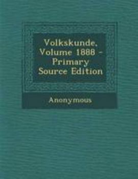 Paperback Volkskunde, Volume 1888 - Primary Source Edition [Dutch] Book