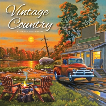 Vintage Country 2026 12 X 24 Inch (Hanging) Monthly Square Wall Calendar Featuring the Artwork of Geno Peoples Plastic-Free