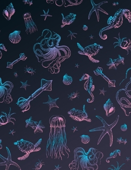 Sea Life Animals Sketchbook Purple : Ocean Sketchbooks with Octopus, Sea Horse, Sea Turtle, Squid and Jellyfish for Artists Adults and Kids to Draw in 8. 5x11 LARGE 110 Blank Pages