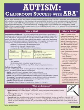 Pamphlet Autism: Classroom Success with Applied Behavior Analysis (ABA) Book