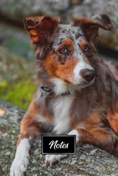 Border Collie Dog Pup Puppy Doggie Notebook Bullet Journal Diary Composition Book Notepad - Relaxing on a Tree Trunk: Cute Animal Pet Owner ... Plain Blank Paper Pages in 6” x 9” Inch