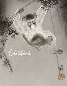 Paperback Sketchbook: Japanese Art Monkey, Large Blank Pages of White Paper Good for Drawing, Sketching & Doodling Book