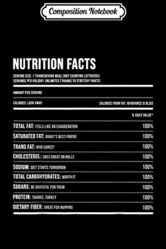 Composition Notebook: Funny Thanksgiving Nutrition Facts Not counting Leftovers  Journal/Notebook Blank Lined Ruled 6x9 100 Pages