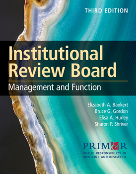 Paperback Institutional Review Board: Management and Function: . Book