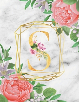 S :  Cute Initial Monogram Letter: College Ruled Notebook ( Size 8.5 X 11 ) Perfect For Women And Girl Design letters with flowers and background with ... suitable for Writing Journal & Note Taking