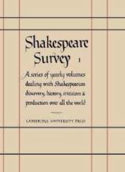 Hardcover Shakespeare Survey: Volume 1, Shakespeare and His Stage Book