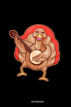 Paperback Notebook: Dot Grid Journal 6x9 - Turkey Playing Banjo Notebook I Thanksgiving Marching Band Bluegrass Guitar Gift Book