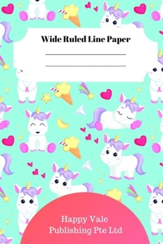 Cute Unicorn Theme Wide Ruled Line Paper