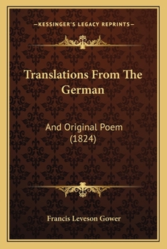 Paperback Translations From The German: And Original Poem (1824) Book