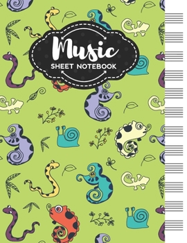 Music Sheet Notebook: Blank Staff Manuscript Paper with Unique Animals Design Themed Cover