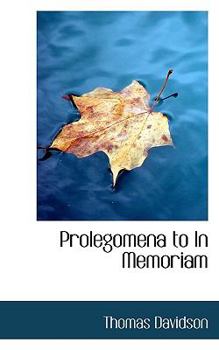 Paperback Prolegomena to in Memoriam Book