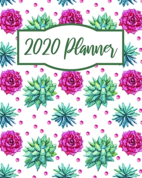 2020 Planner: Weekly and Monthly Calendar with Habit Tracker, floral pink and green