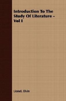 Paperback Introduction to the Study of Literature - Vol I Book