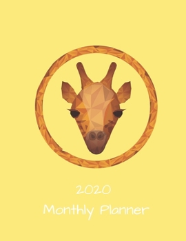 Paperback 2020 Monthly Planner Giraffe Design 8 1/2" x 11" Book