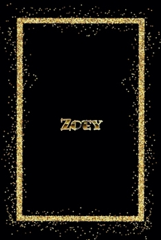 Paperback Zoey: Name Zoey Monogram Notebook - 120 Pages - Size 6x9, Soft Cover, Matte Finish- Gold Confetti Glitter Monogram Blank Lin Book