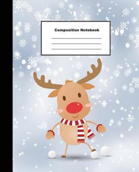Paperback Composition Notebook: Reindeer Playing on Snow Flake Wide Ruled Note Book