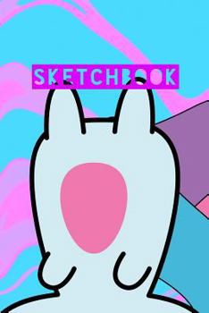 Paperback Sketchbook: Unicorn Cat Cute Kawaii Pink Blue Marble Design Book
