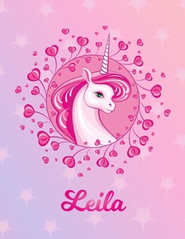 Leila: Unicorn Sheet Music Note Manuscript Notebook Paper Magical Horse Personalized Letter L Initial Custom First Name Cover Musician Composer Instrument Composition Book 12 Staves a Page Staff Line 