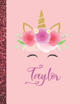 Taylor: Taylor Marble Size Unicorn SketchBook Personalized White Paper for Girls and Kids to Drawing and Sketching Doodle Taking Note Size 8.5 x 11