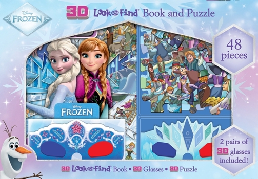 Hardcover Disney Frozen: 3D Look and Find Book and Puzzle Book