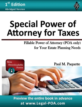 Paperback Special Power of Attorney for Taxes: Fillable Power of Attorney (POA Only) For Your Estate Planning Needs Book