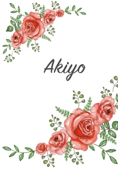 Paperback Akiyo: Personalized Notebook with Flowers and First Name - Floral Cover (Red Rose Blooms). College Ruled (Narrow Lined) Journ Book