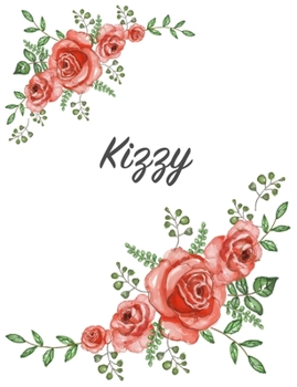Kizzy: Personalized Composition Notebook – Vintage Floral Pattern (Red Rose Blooms). College Ruled (Lined) Journal for School Notes, Diary, Journaling. Flowers Watercolor Art with Your Name