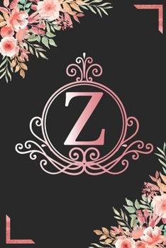 Z: Watercolor Flower & Marbel - Motivational and Inspirational Trendy Monogram Initial Letter Women & Girls Coworker Office Funny Notebook Wide Ruled ... Idea in Holidays Birthday Or Anniversary 2020