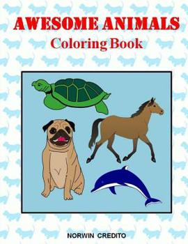 Paperback Awesome Animals Coloring Book