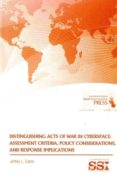 Paperback Distinguishing Acts of War in Cyberspace: Assessment Criteria, Policy Considerations, and Response Implications Book