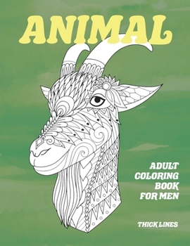 Paperback Adult Coloring Book for Men - Animal - Thick Lines Book