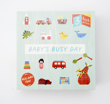 Hardcover Baby's Busy Day: 3 Book Gift Set - All Day Fun - Board Book, Bath Book, Cloth Book